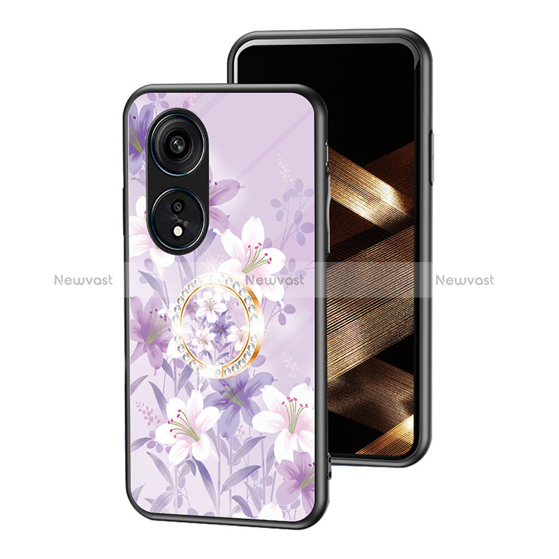 Silicone Frame Flowers Mirror Case Cover S01 for Oppo Reno8 T 4G