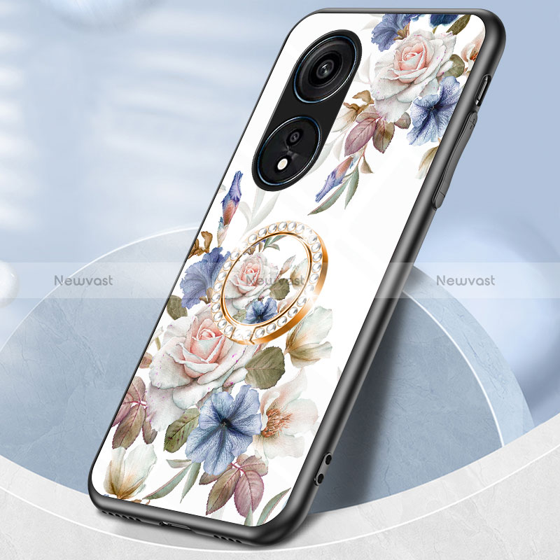 Silicone Frame Flowers Mirror Case Cover S01 for Oppo Reno8 T 4G