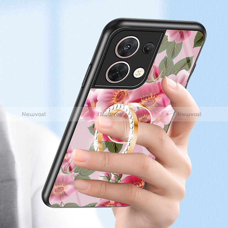 Silicone Frame Flowers Mirror Case Cover S01 for Oppo Reno9 Pro 5G