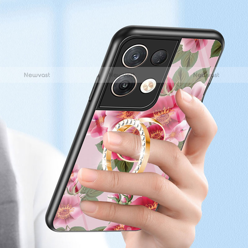 Silicone Frame Flowers Mirror Case Cover S01 for Oppo Reno9 Pro+ Plus 5G