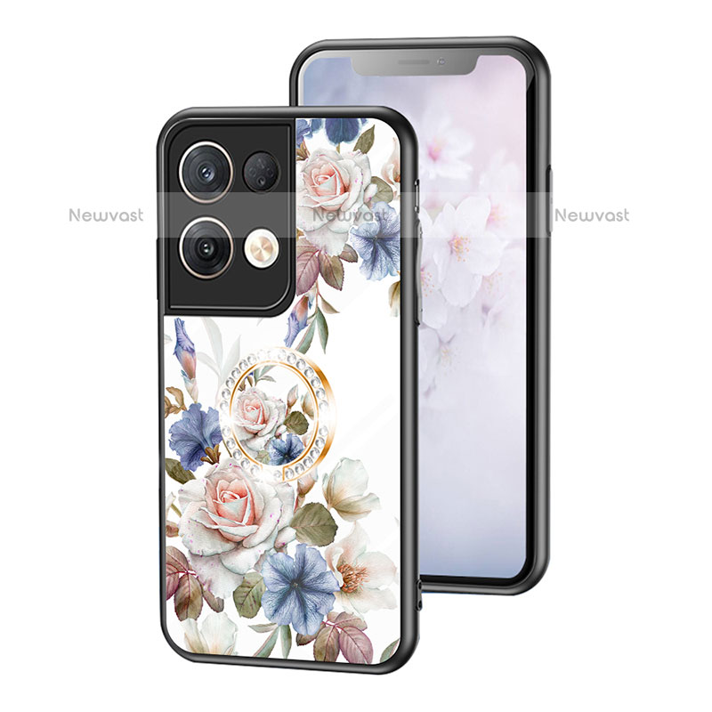 Silicone Frame Flowers Mirror Case Cover S01 for Oppo Reno9 Pro+ Plus 5G