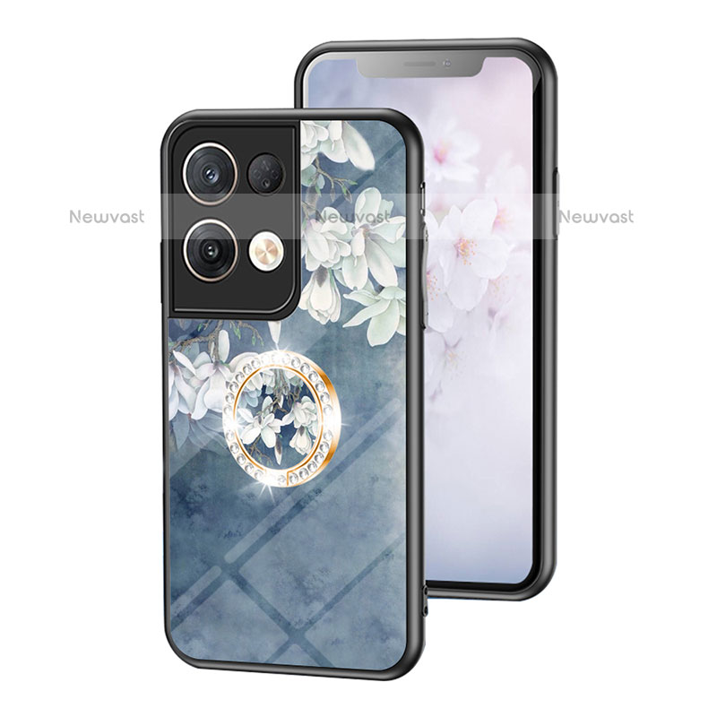 Silicone Frame Flowers Mirror Case Cover S01 for Oppo Reno9 Pro+ Plus 5G