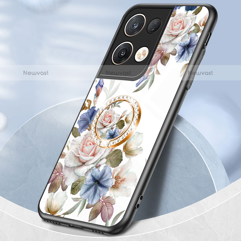 Silicone Frame Flowers Mirror Case Cover S01 for Oppo Reno9 Pro+ Plus 5G