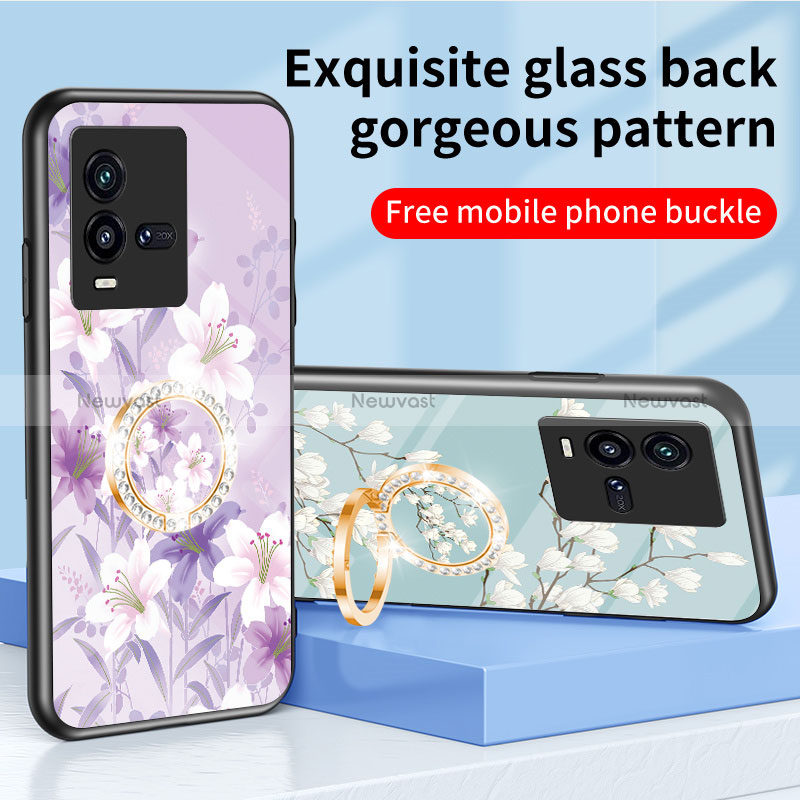 Silicone Frame Flowers Mirror Case Cover S01 for Vivo iQOO 10 5G