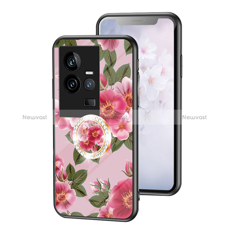 Silicone Frame Flowers Mirror Case Cover S01 for Vivo iQOO 11 5G