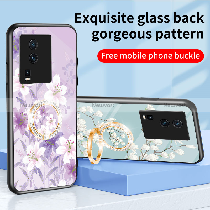 Silicone Frame Flowers Mirror Case Cover S01 for Vivo iQOO Neo7 5G