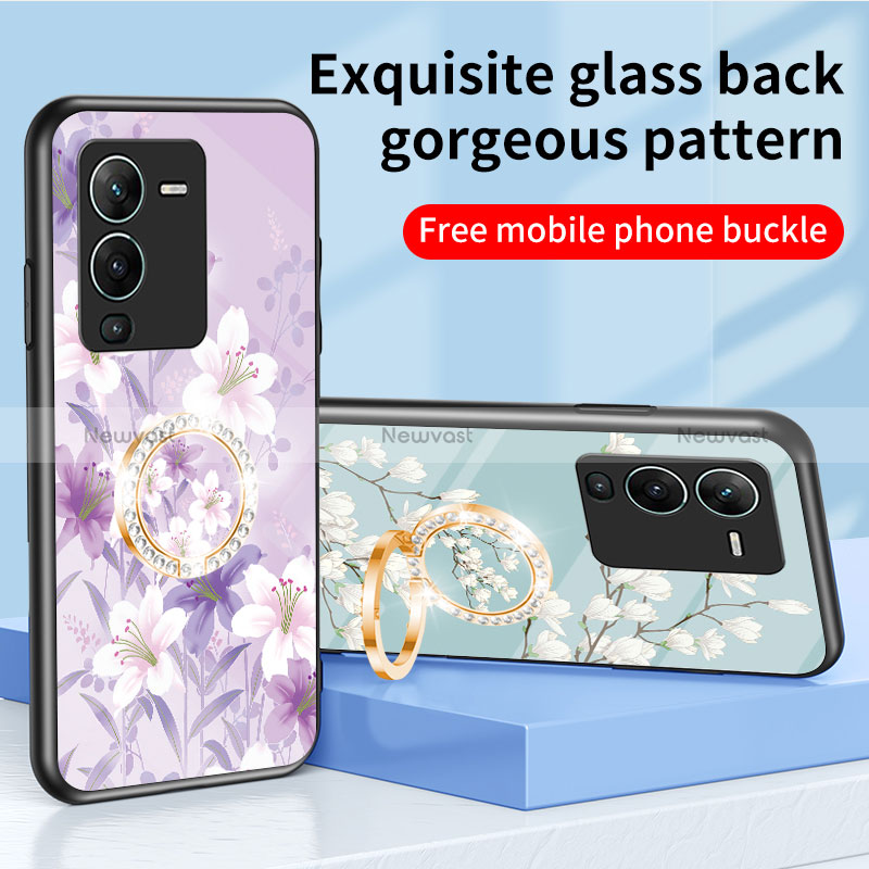 Silicone Frame Flowers Mirror Case Cover S01 for Vivo V25 Pro 5G