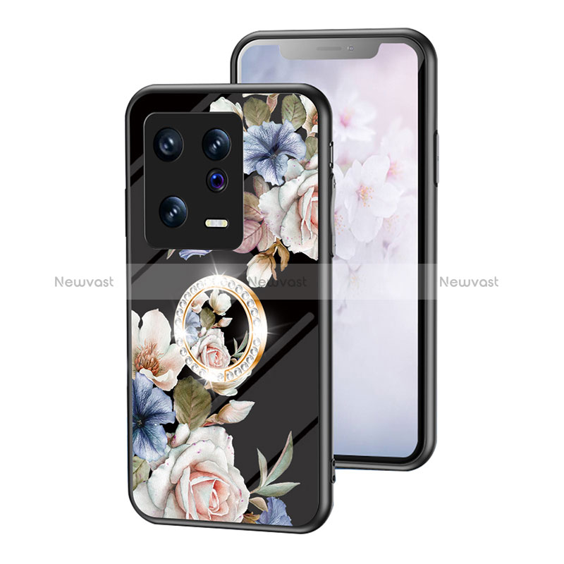 Silicone Frame Flowers Mirror Case Cover S01 for Xiaomi Mi 13 5G