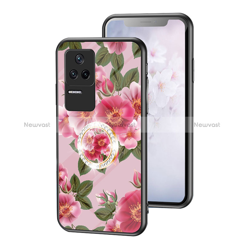 Silicone Frame Flowers Mirror Case Cover S01 for Xiaomi Poco F4 5G