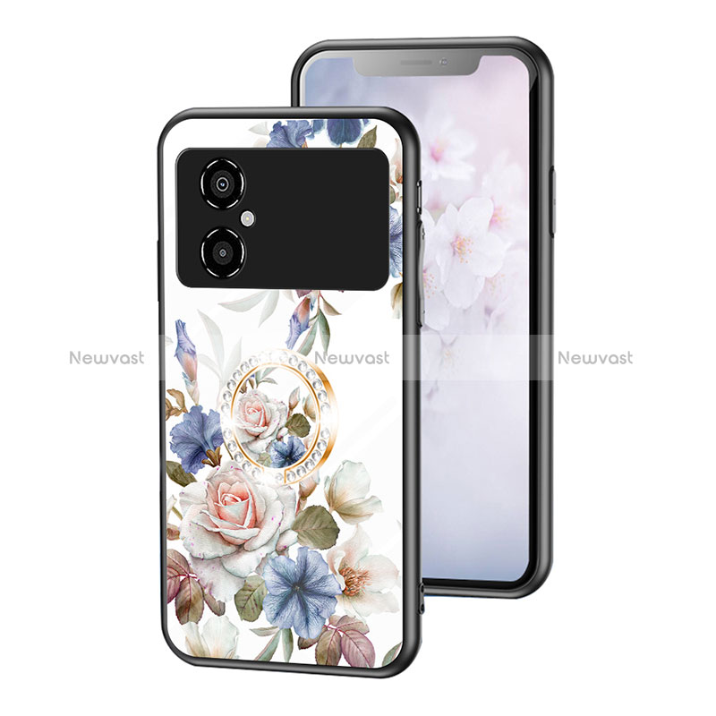 Silicone Frame Flowers Mirror Case Cover S01 for Xiaomi Redmi Note 11R 5G