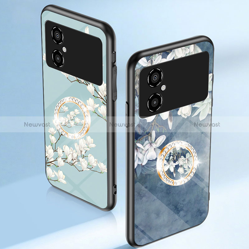 Silicone Frame Flowers Mirror Case Cover S01 for Xiaomi Redmi Note 11R 5G