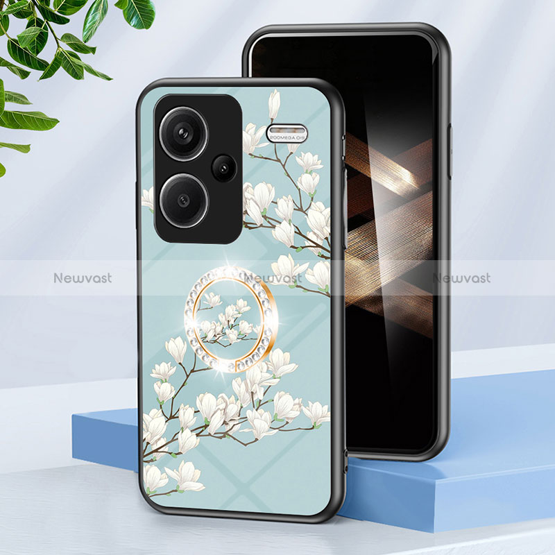 Silicone Frame Flowers Mirror Case Cover S01 for Xiaomi Redmi Note 13 Pro+ Plus 5G