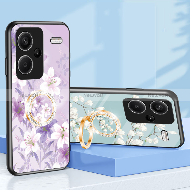 Silicone Frame Flowers Mirror Case Cover S01 for Xiaomi Redmi Note 13 Pro+ Plus 5G