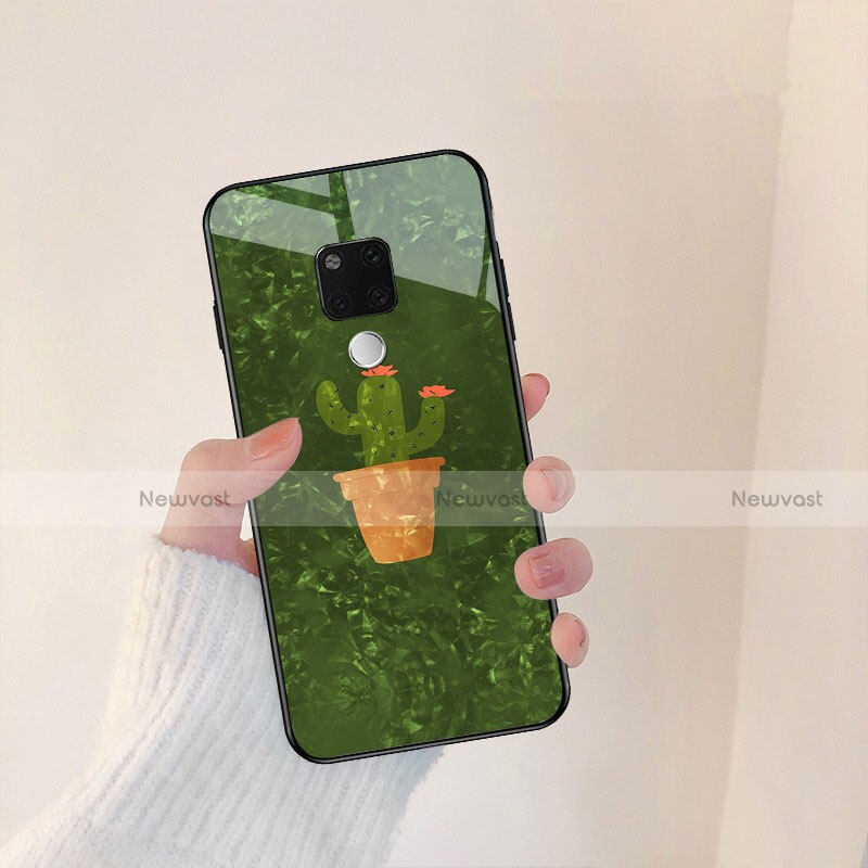 Silicone Frame Flowers Mirror Case for Huawei Mate 20 Green