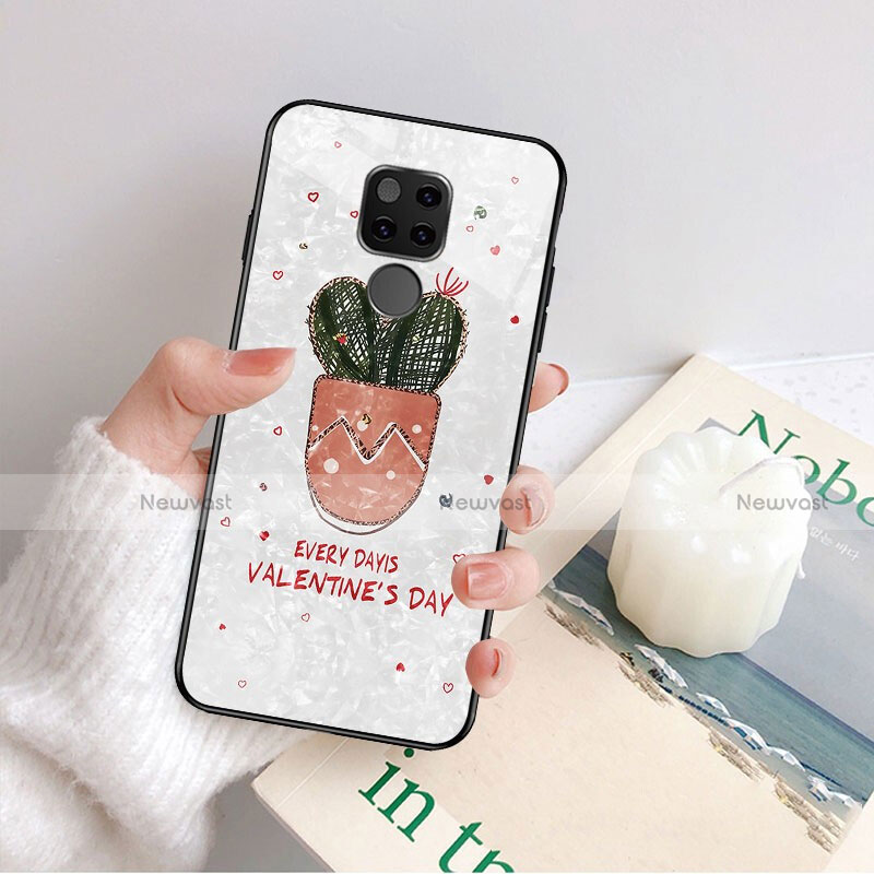 Silicone Frame Flowers Mirror Case for Huawei Mate 20 Orange