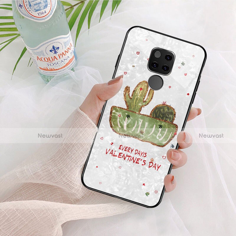 Silicone Frame Flowers Mirror Case for Huawei Mate 20 White