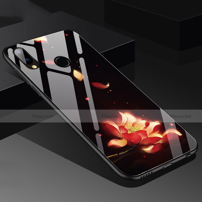 Silicone Frame Flowers Mirror Case for Huawei Nova 3e Orange