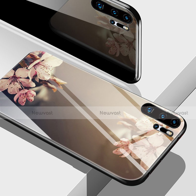 Silicone Frame Flowers Mirror Case for Huawei P30 Pro New Edition Gold