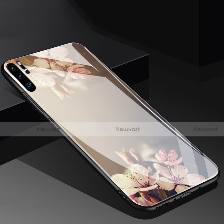 Silicone Frame Flowers Mirror Case for Huawei P30 Pro New Edition Gold