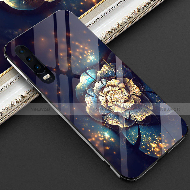 Silicone Frame Flowers Mirror Case S03 for Huawei P30 Black