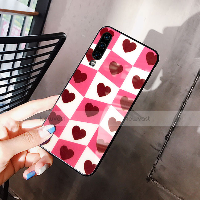 Silicone Frame Love Heart Mirror Case Cover for Huawei P30