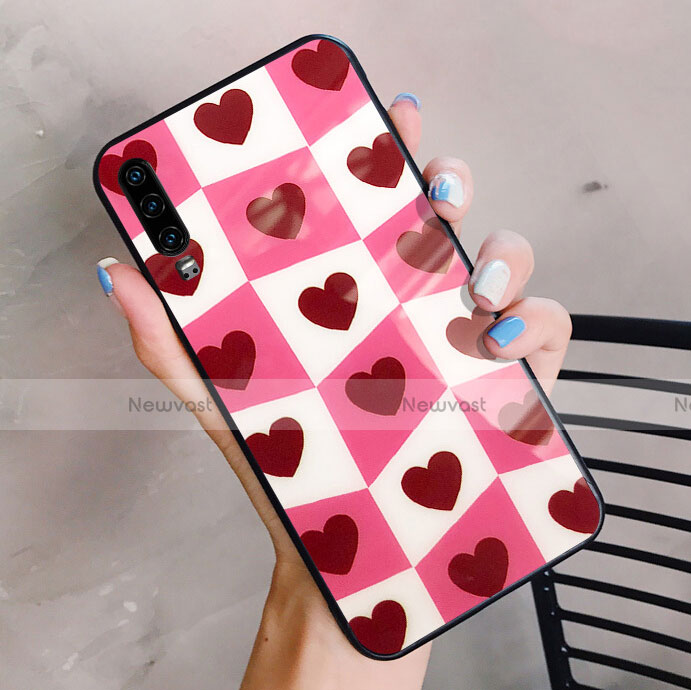 Silicone Frame Love Heart Mirror Case Cover for Huawei P30 Mixed