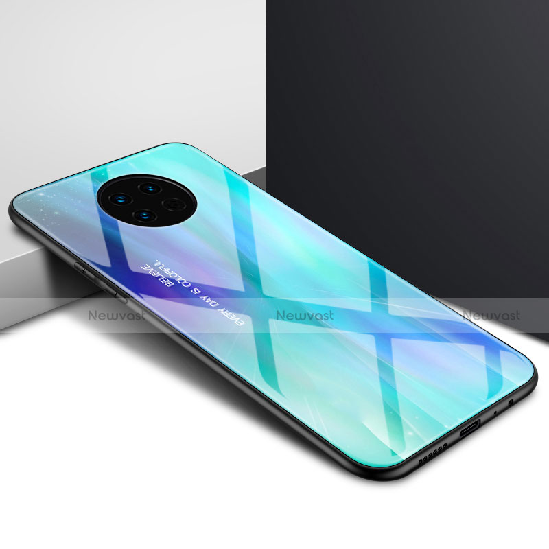 Silicone Frame Mirror Case Cover for Huawei Enjoy 20 Plus 5G Cyan