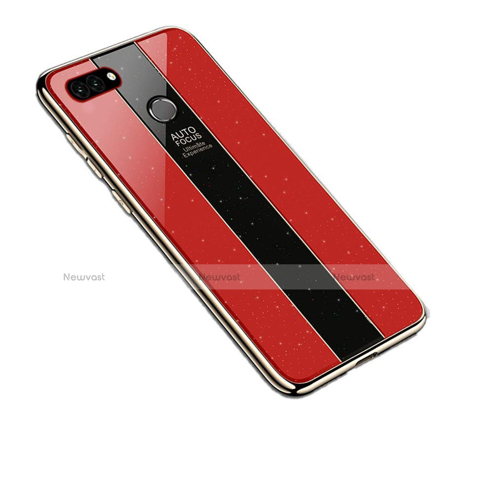 Silicone Frame Mirror Case Cover for Huawei Enjoy 8 Plus Red
