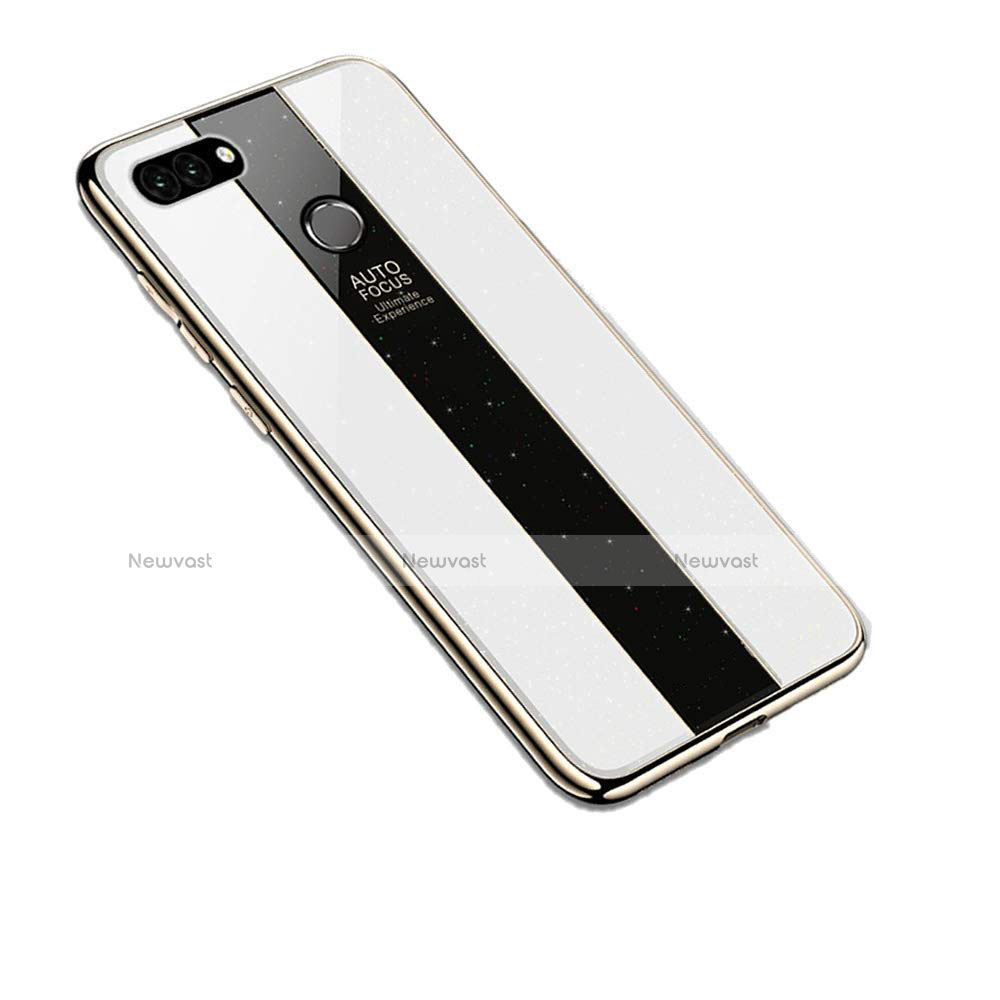 Silicone Frame Mirror Case Cover for Huawei Enjoy 8 Plus White