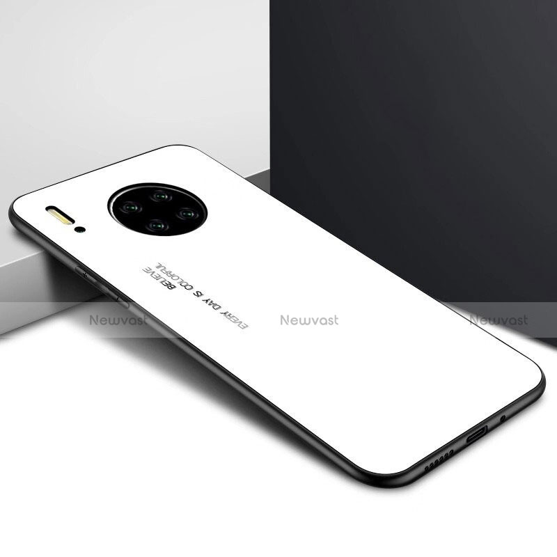 Silicone Frame Mirror Case Cover for Huawei Mate 30E Pro 5G White