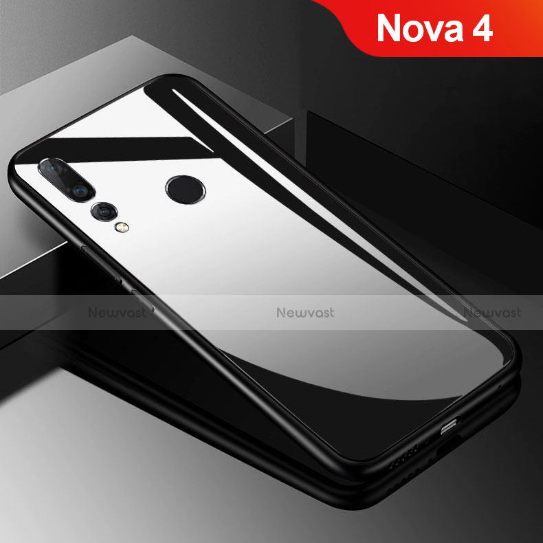 Silicone Frame Mirror Case Cover for Huawei Nova 4 Black