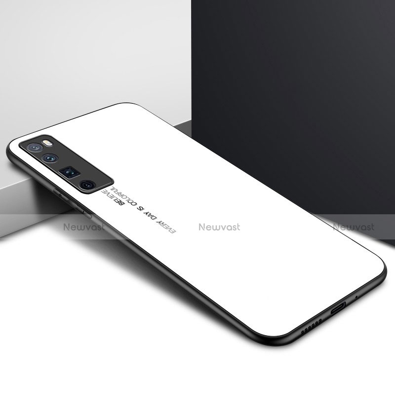 Silicone Frame Mirror Case Cover for Huawei Nova 7 Pro 5G White