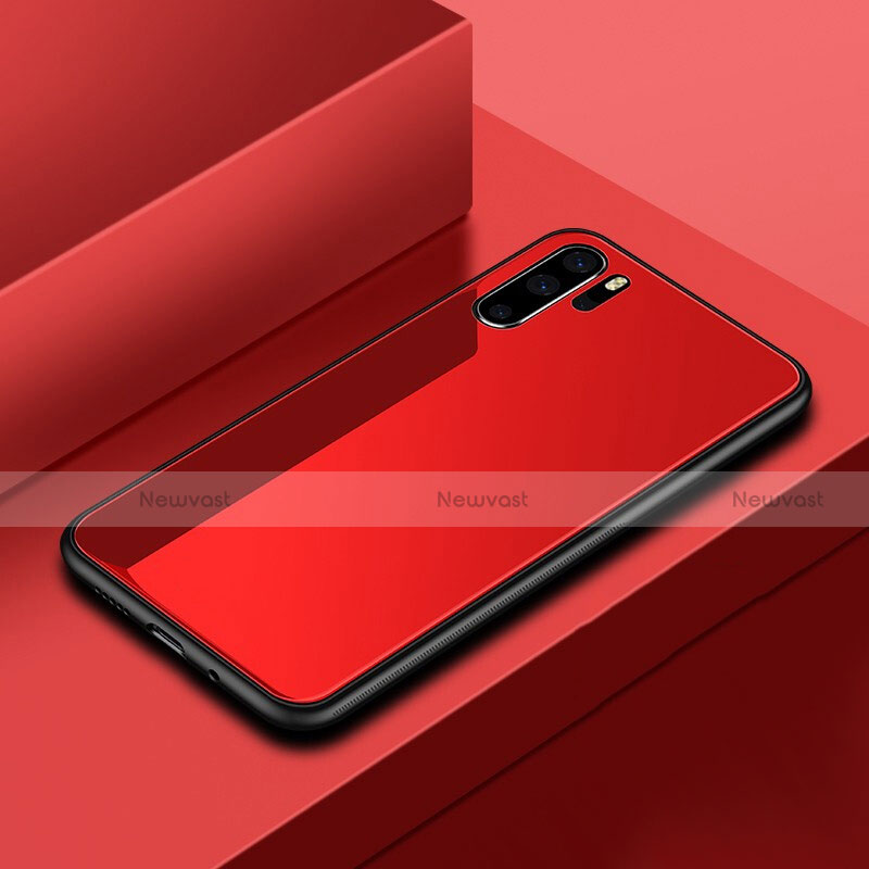 Silicone Frame Mirror Case Cover for Huawei P30 Pro Red
