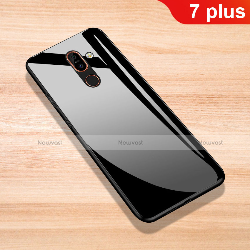 Silicone Frame Mirror Case Cover for Nokia 7 Plus Black