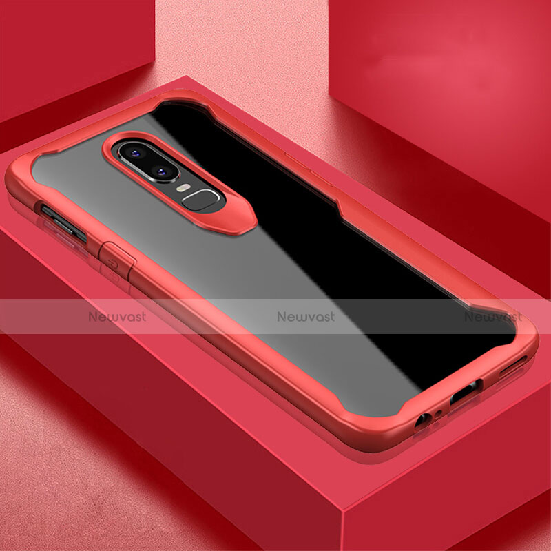 Silicone Frame Mirror Case Cover for OnePlus 6 Red
