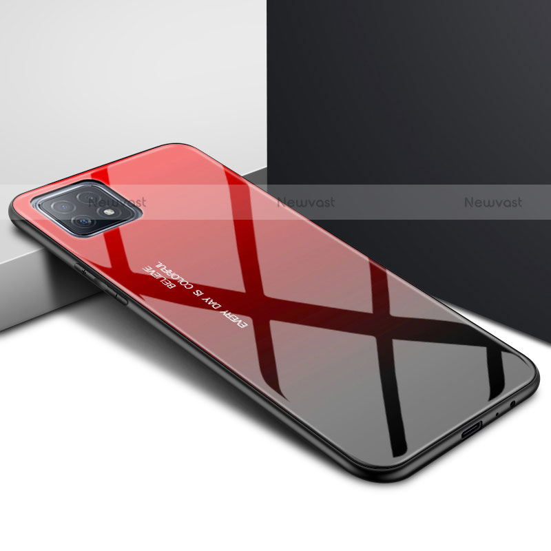 Silicone Frame Mirror Case Cover for Oppo A73 5G Red