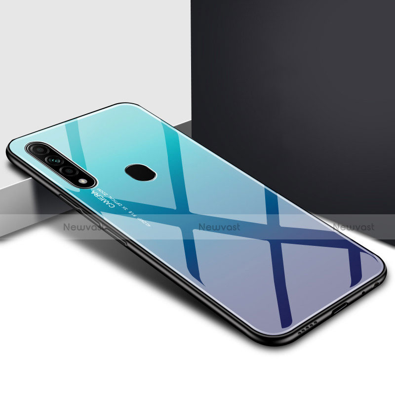 Silicone Frame Mirror Case Cover for Oppo A8 Sky Blue