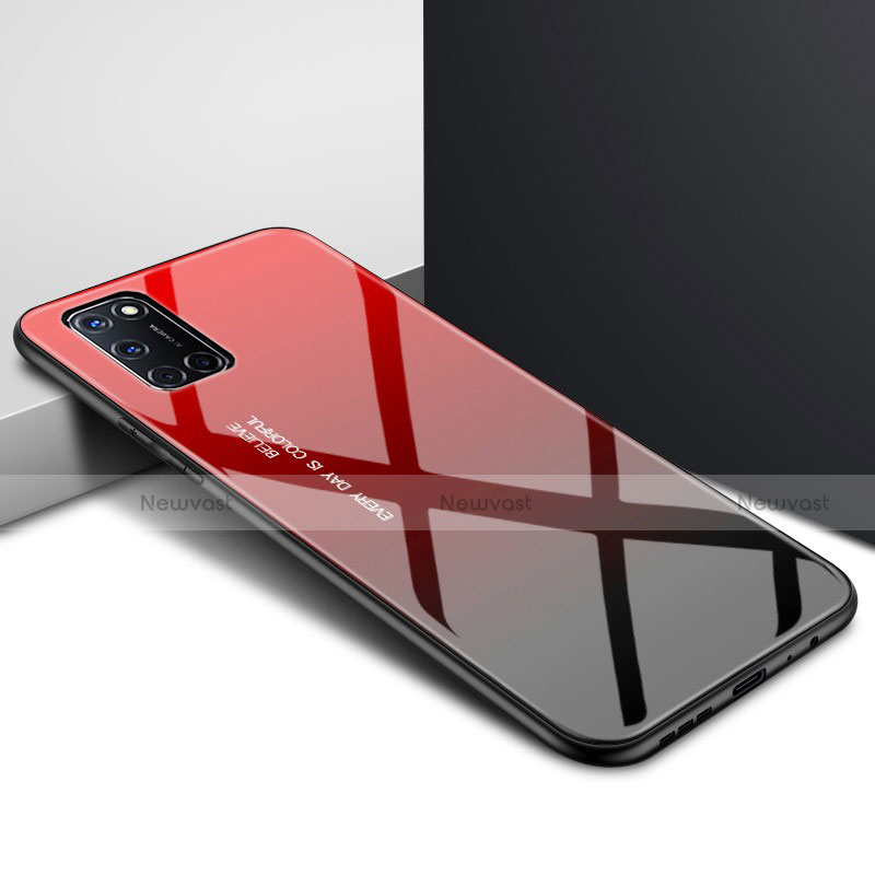 Silicone Frame Mirror Case Cover for Oppo A92 Red