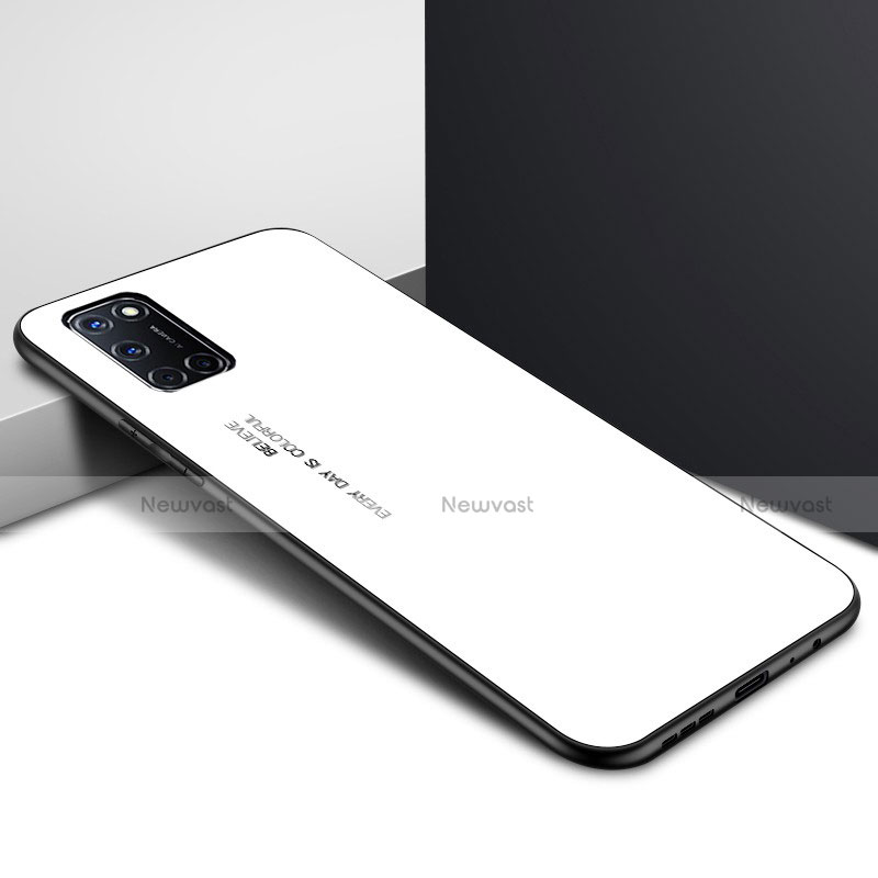 Silicone Frame Mirror Case Cover for Oppo A92 White