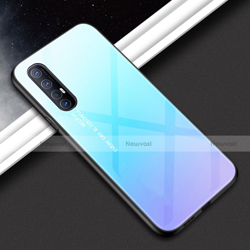 Silicone Frame Mirror Case Cover for Oppo Find X2 Neo Sky Blue