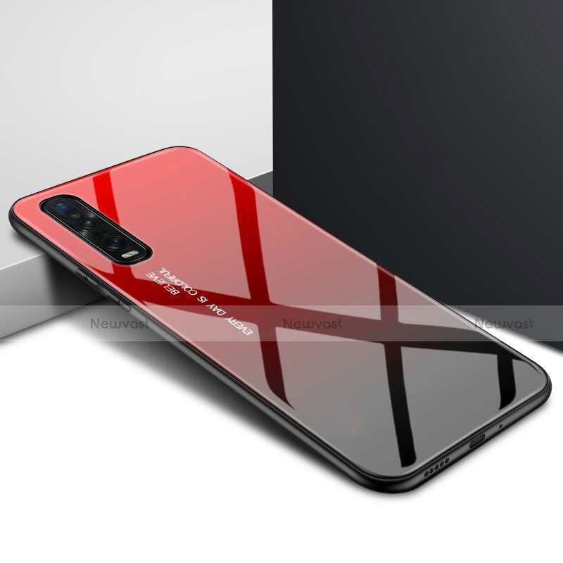 Silicone Frame Mirror Case Cover for Oppo Find X2 Pro Red