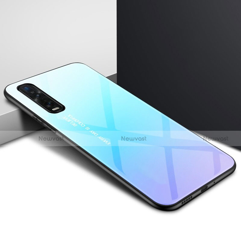 Silicone Frame Mirror Case Cover for Oppo Find X2 Pro Sky Blue