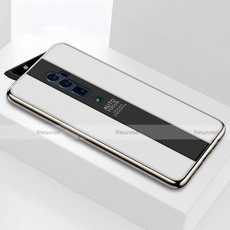 Silicone Frame Mirror Case Cover for Oppo Reno 10X Zoom White