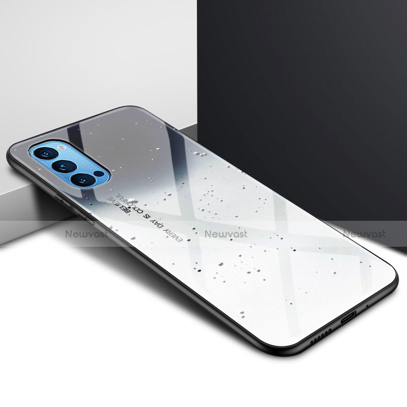 Silicone Frame Mirror Case Cover for Oppo Reno4 5G Gray