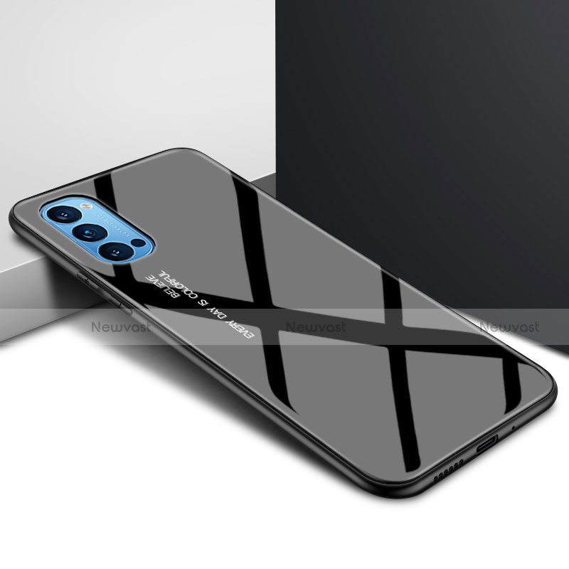 Silicone Frame Mirror Case Cover for Oppo Reno4 Pro 5G Black