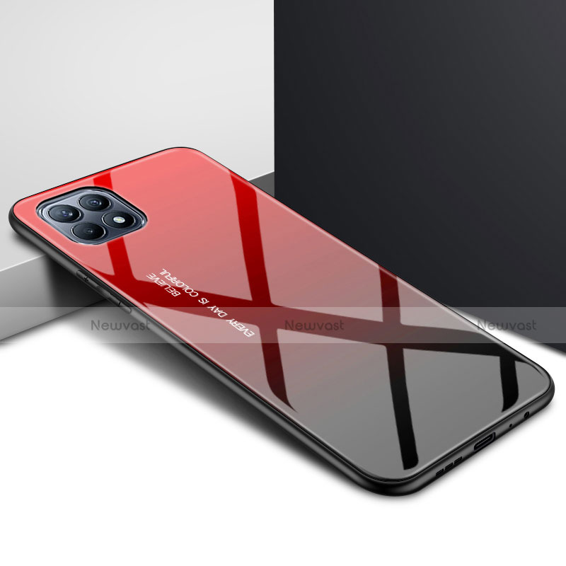 Silicone Frame Mirror Case Cover for Oppo Reno4 SE 5G Red
