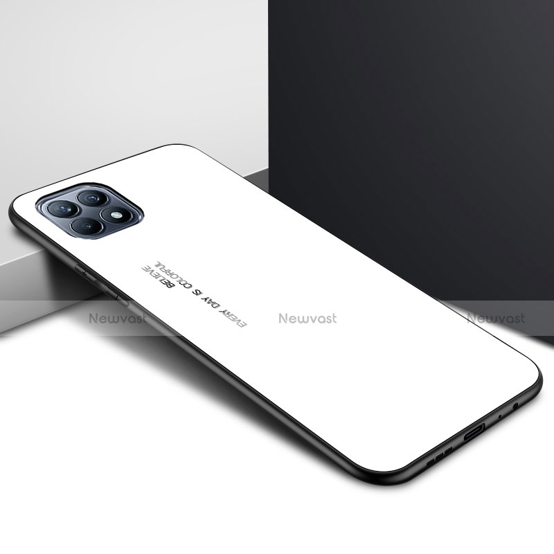 Silicone Frame Mirror Case Cover for Oppo Reno4 SE 5G White