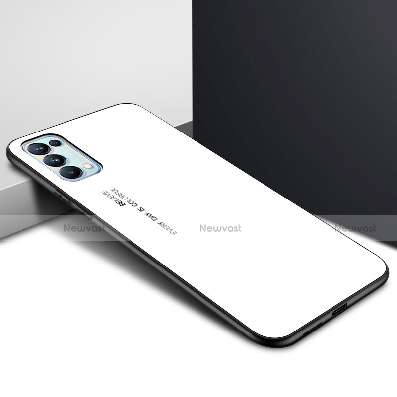 Silicone Frame Mirror Case Cover for Oppo Reno5 5G White