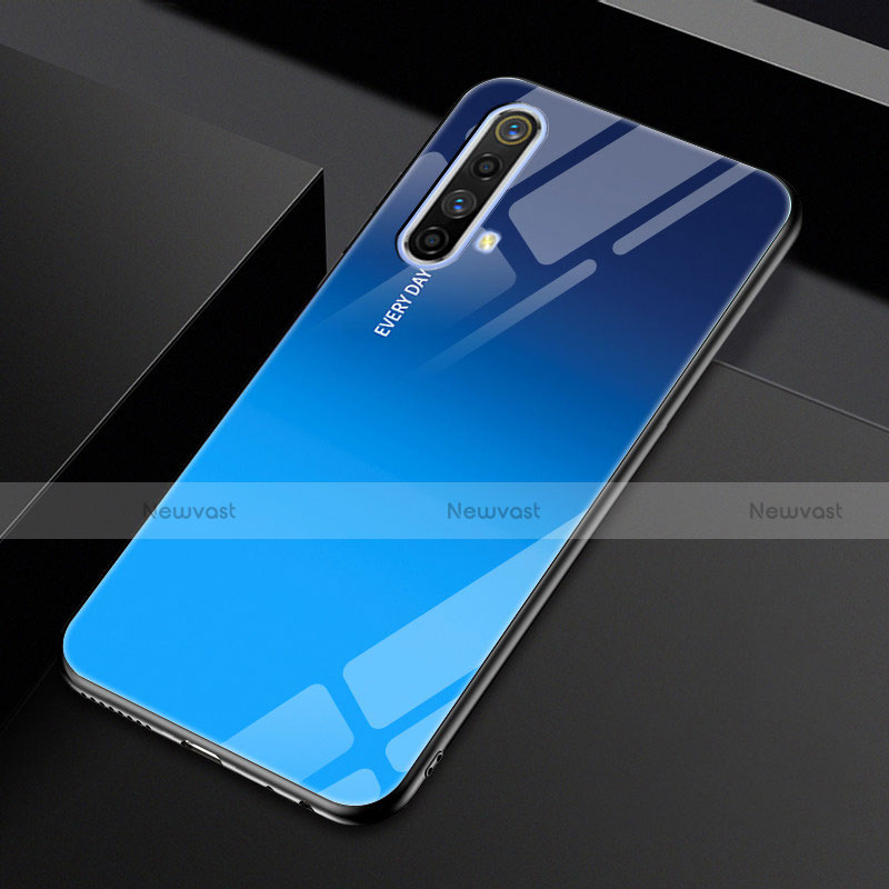 Silicone Frame Mirror Case Cover for Realme X50 5G Blue
