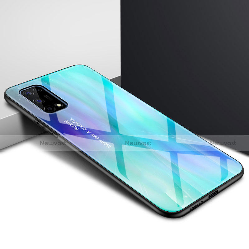 Silicone Frame Mirror Case Cover for Realme X7 Pro 5G Cyan